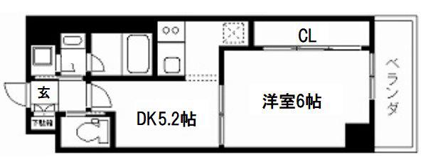 グランエターナ京都(1DK/5階)の間取り写真