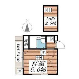 さくらハイツ六番町(1K/1階)の間取り写真