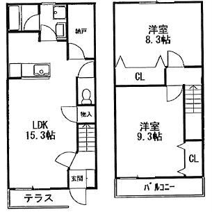 ハイツ浅賀(2LDK/1階)の間取り写真