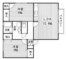 ツインズ・スクエア(2LDK/1階)の間取り写真