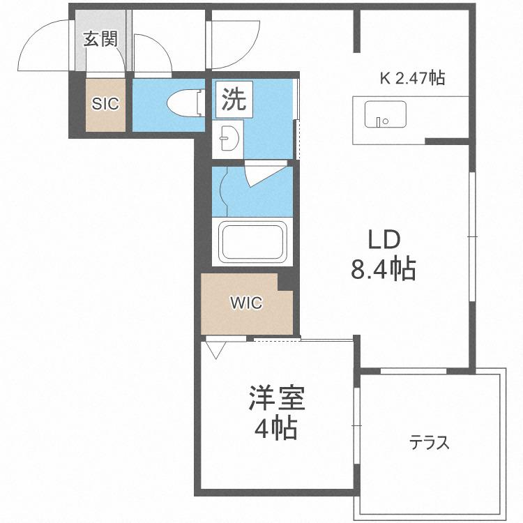 S-RESIDENCE琴似II(1LDK/1階)の間取り写真
