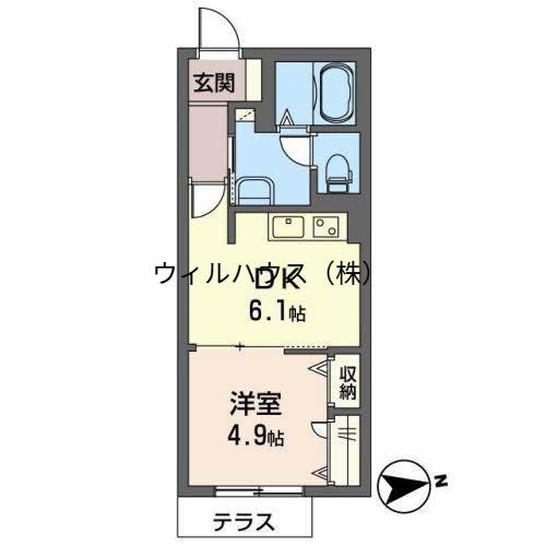 プランドール(1DK/1階)の間取り写真