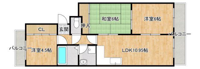 サンハーレ上穂(3LDK/4階)の間取り写真