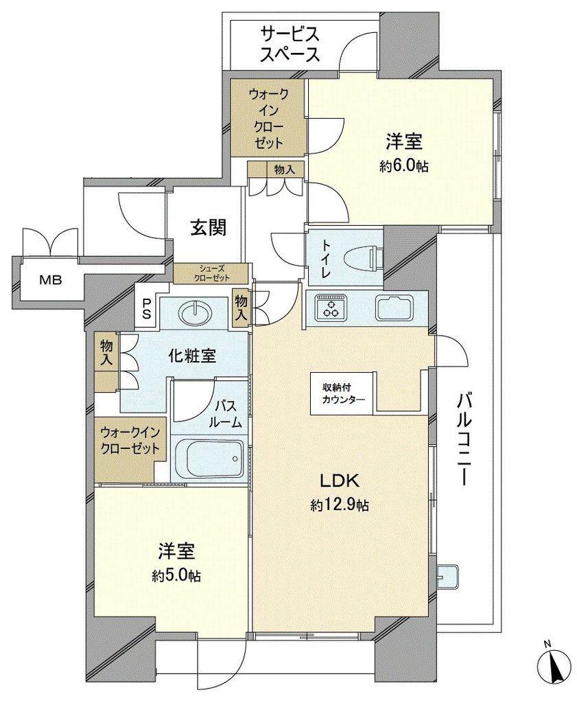 パークホームズ幟町グランビジュー(2LDK/3階)の間取り写真