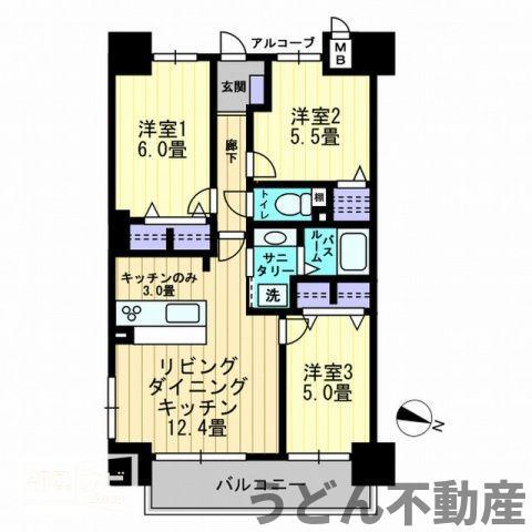 アルファライフ松島公園II(3LDK/6階)の間取り写真