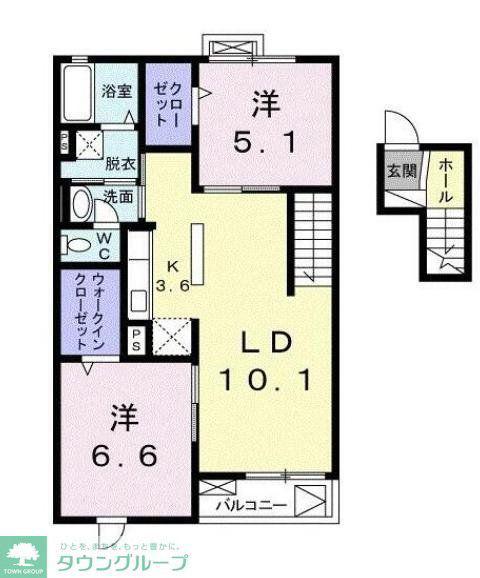 スカイホーム グリーンヒル(2LDK/4階)の間取り写真