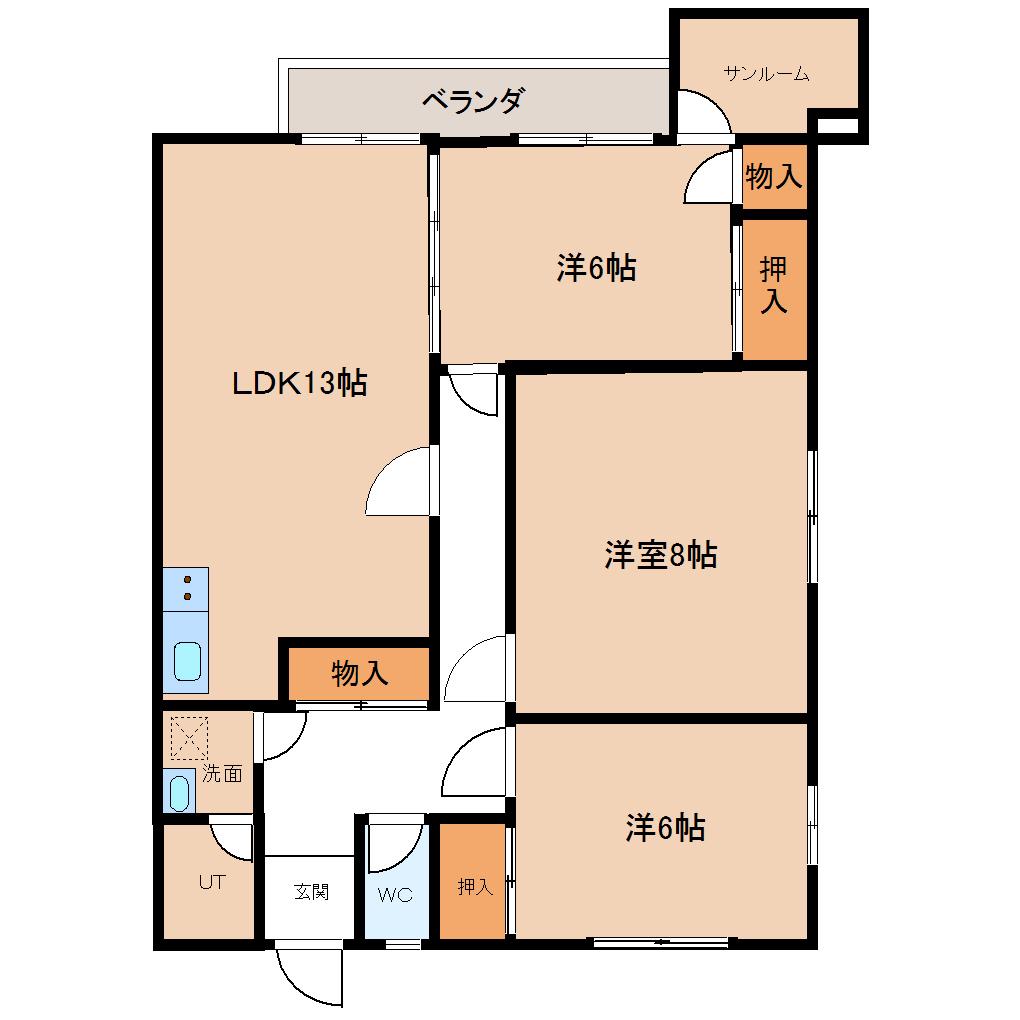 むらかみマンション(3LDK/3階)の間取り写真