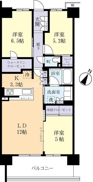 ルネつくばローレルコート818(3LDK/8階)の間取り写真