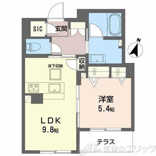 シャーメゾン アミスタ(1LDK/1階)の間取り写真