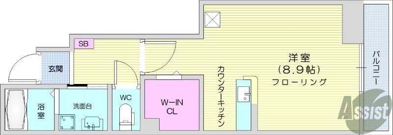 ベネフィスⅡ(ワンルーム/1階)の間取り写真