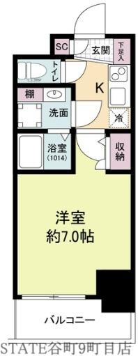 セレニテ難波リアン(1K/9階)の間取り写真