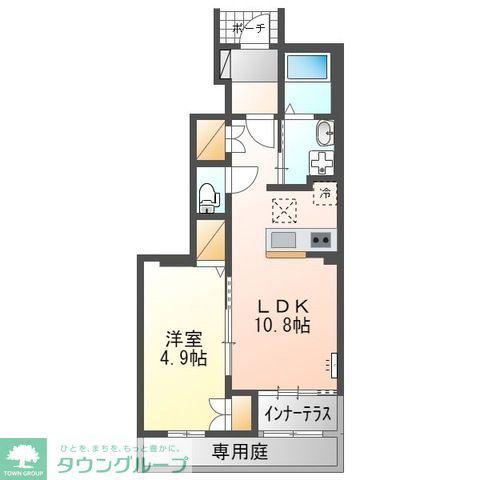 ウォーターミル十二番館(1LDK/1階)の間取り写真