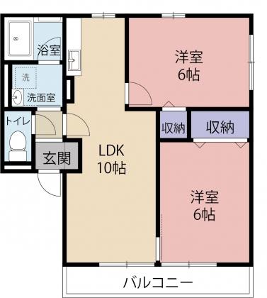 サンモールミナミ A(2LDK/2階)の間取り写真