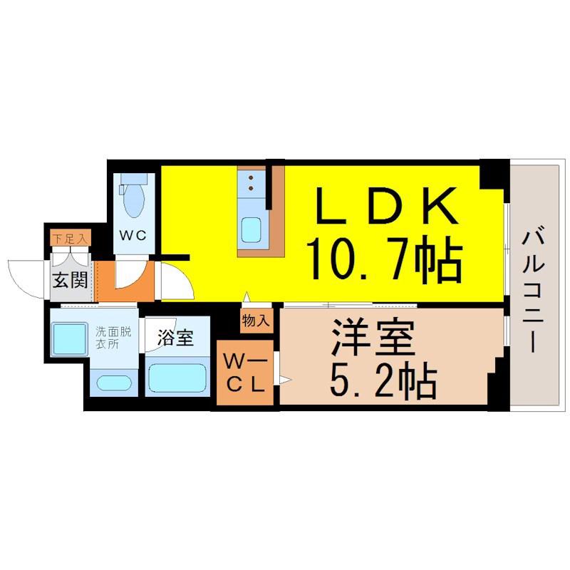 RESIDENCE丸の内七間町(1LDK/8階)の間取り写真