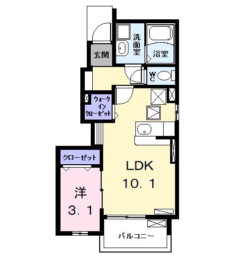 ノーブル港西I(1LDK/1階)の間取り写真