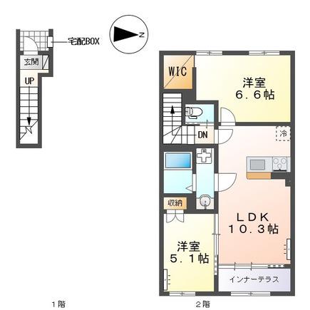 ヴィラ ステートリー(2LDK/2階)の間取り写真
