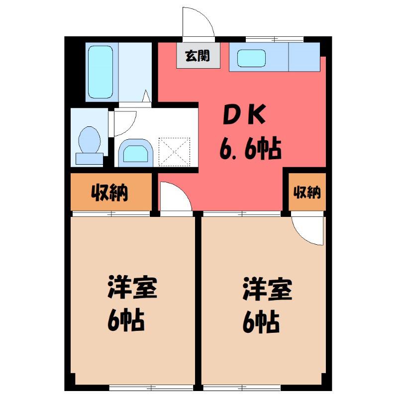 グリーンハイツホリ(2DK/1階)の間取り写真
