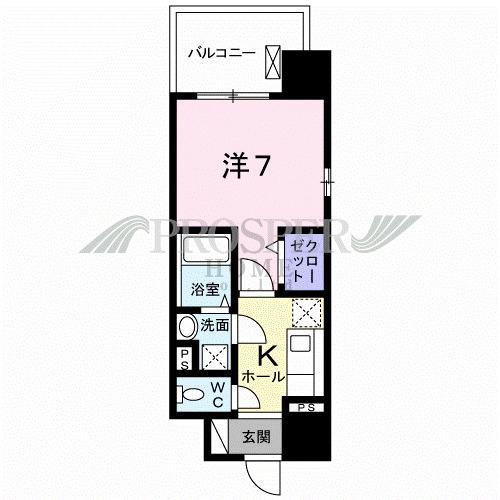 ヴァンヴェール森の宮(1K/2階)の間取り写真