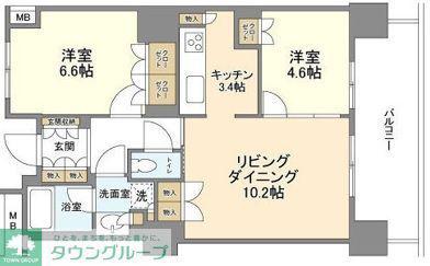 豊洲シエルタワー(2LDK/29階)の間取り写真