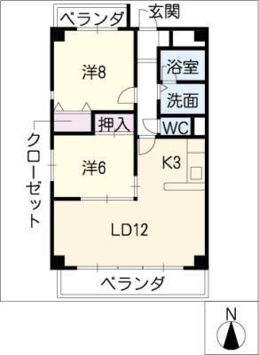 シティライフ原(2LDK/2階)の間取り写真