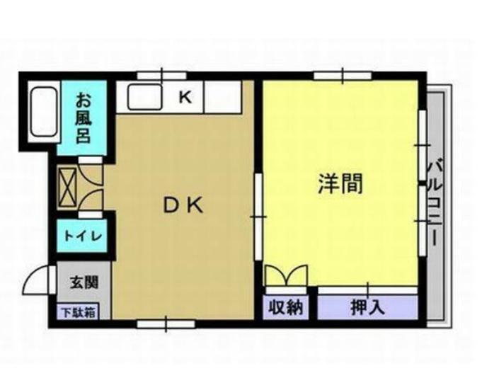 ハイツ三陽(1DK/3階)の間取り写真