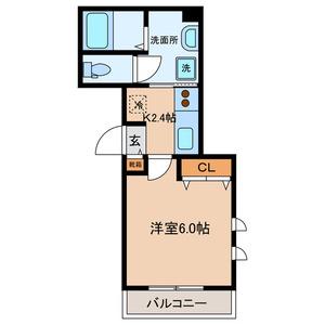 LOUIS南台(1K/2階)の間取り写真