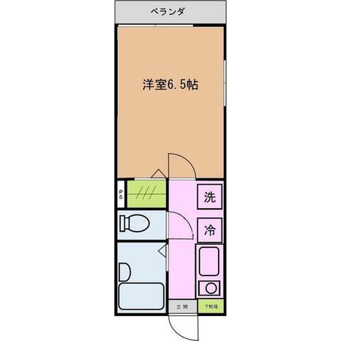 エクレールK花水台(1K/2階)の間取り写真
