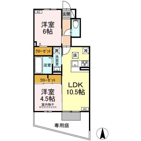 D-ROOM SACHIII(2LDK/1階)の間取り写真