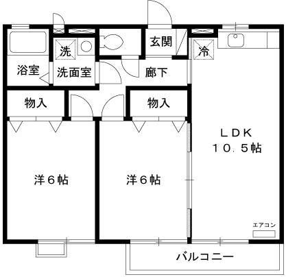 リヴェール文(2LDK/1階)の間取り写真