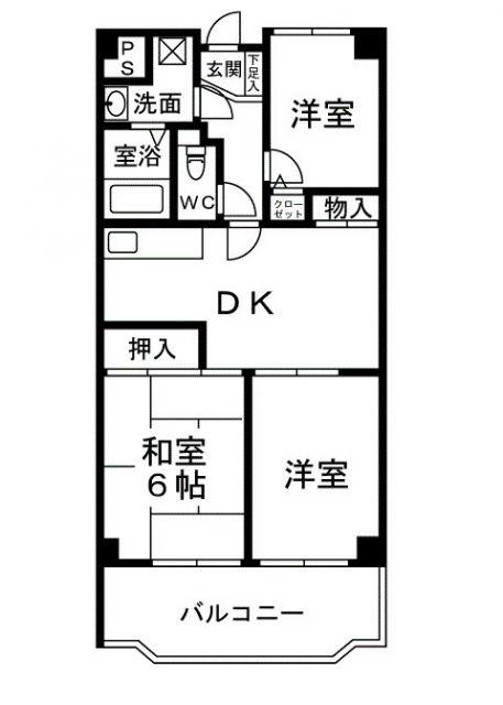 グランドール岸和田(3DK/3階)の間取り写真