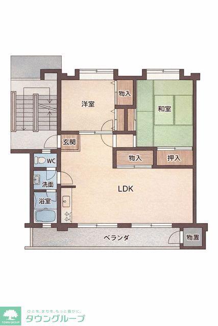 平尾 66号棟(2LDK/4階)の間取り写真