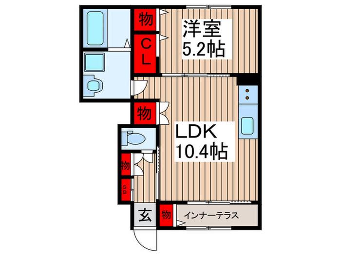 ラーバンコート大宮土屋(1LDK/1階)の間取り写真