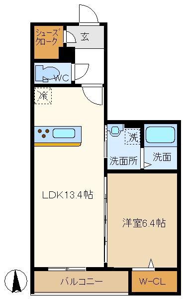 GRAND STAGE(1LDK/1階)の間取り写真
