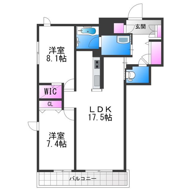 クレイエール(2LDK/2階)の間取り写真