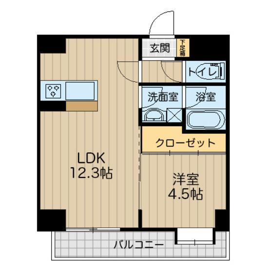 OVEST平成(1LDK/3階)の間取り写真