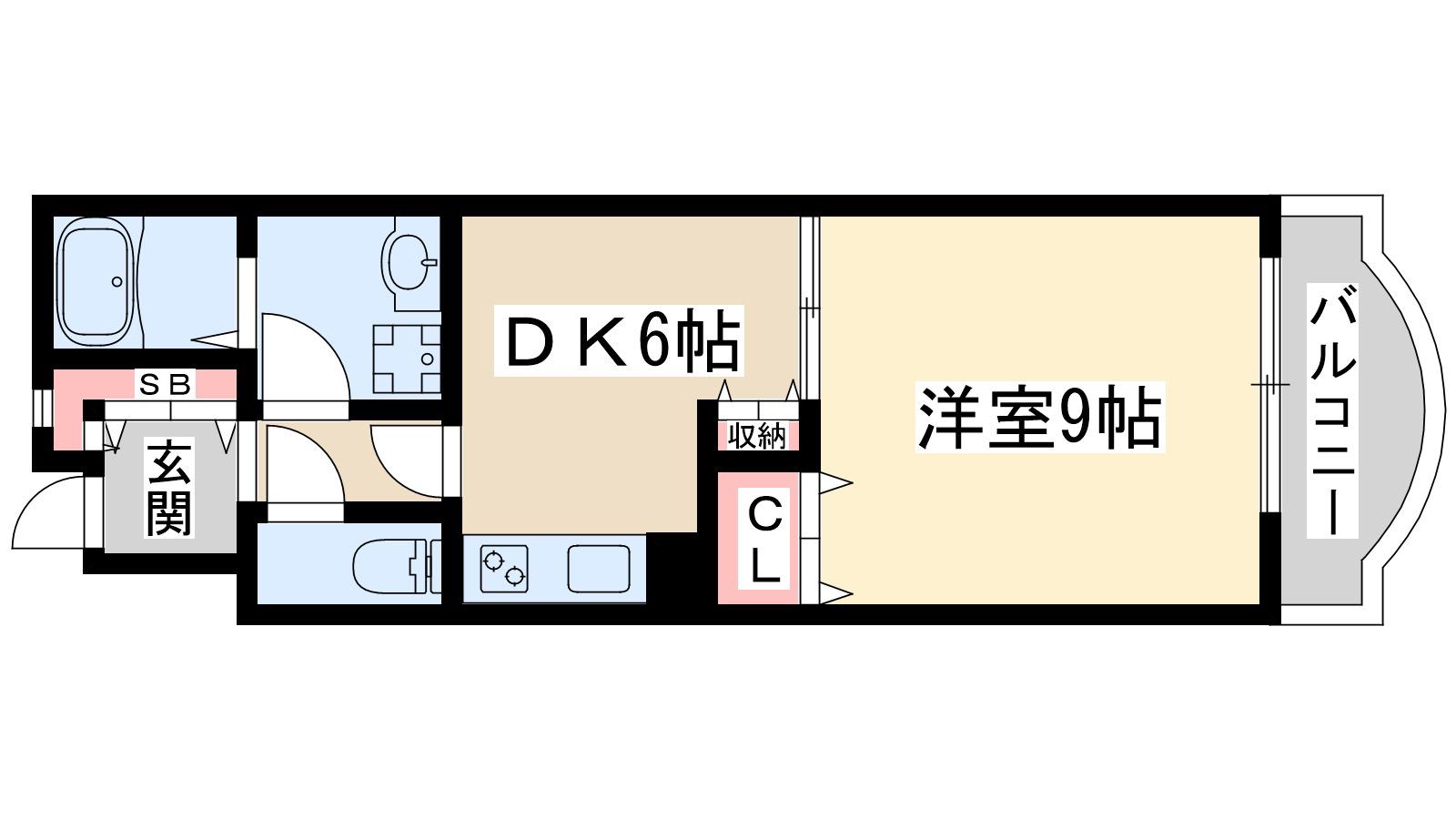 オークリッヂ(1DK/2階)の間取り写真