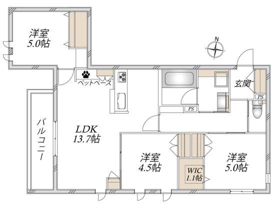 グラン レーヴ(3LDK/2階)の間取り写真