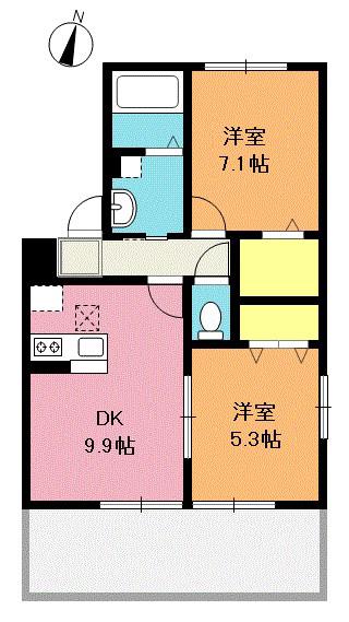 リビングゲートシティ VII(2DK/1階)の間取り写真