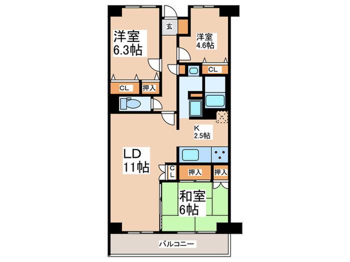 T´S GARDEN横浜岸根公園(3LDK/1階)の間取り写真