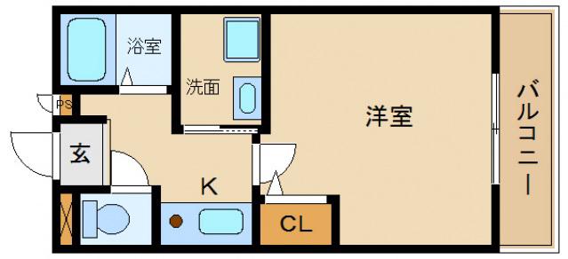 セジュールZENZO B棟(1K/1階)の間取り写真