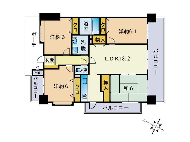 グランドパレス空港東III(4LDK/5階)の間取り写真