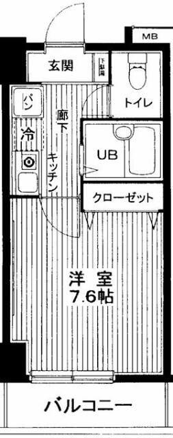 ヴェルト日本橋IIツヴァイト(1K/2階)の間取り写真