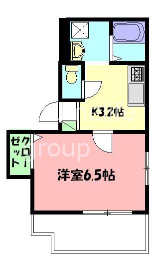 クレール茅ヶ崎(1K/1階)の間取り写真