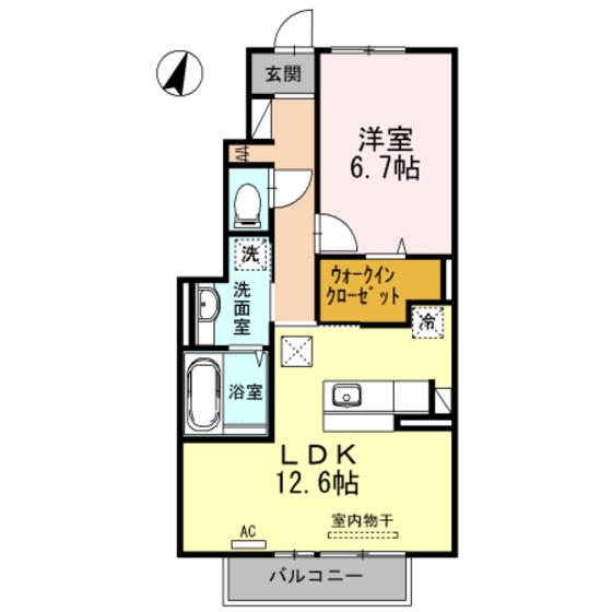 シャンテピエール(1LDK/1階)の間取り写真
