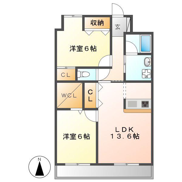 MYM千代田(2LDK/2階)の間取り写真
