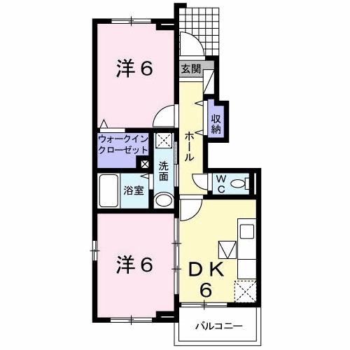 フレイム 雪(2DK/1階)の間取り写真