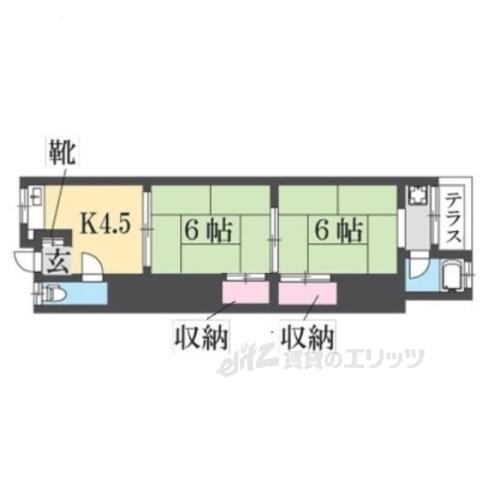 八戸ノ里文化Ⅱ(2DK/1階)の間取り写真