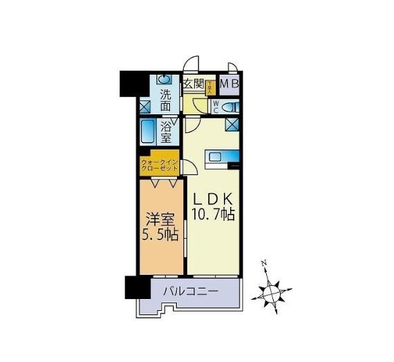 ヴィクトリア博多(1LDK/2階)の間取り写真