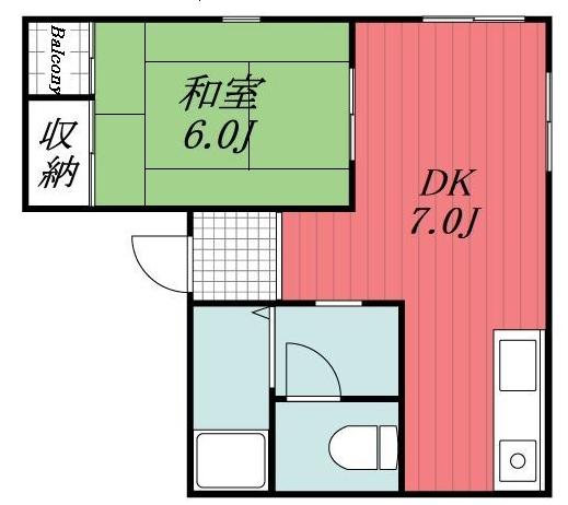 フジビル(1DK/3階)の間取り写真