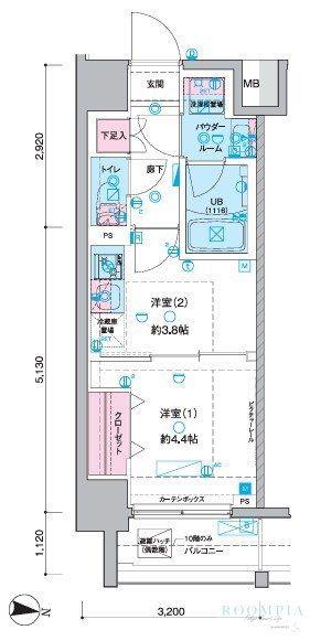 GENOVIA木場II(1K/4階)の間取り写真
